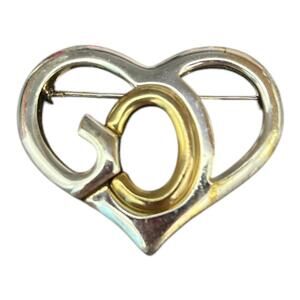 Saint John 2-Tone Heart GOD‎ Brooch 1-1/8" Religious SJ Lapel Hat Pin